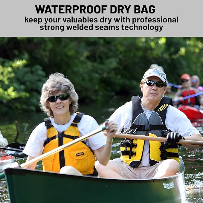 Waterproof Dry Bag Backpack, 5L/10L/20L, Red and Black Geometric, Floating, Lightweight, IPX8 Certified Waterproof Phone Case Included