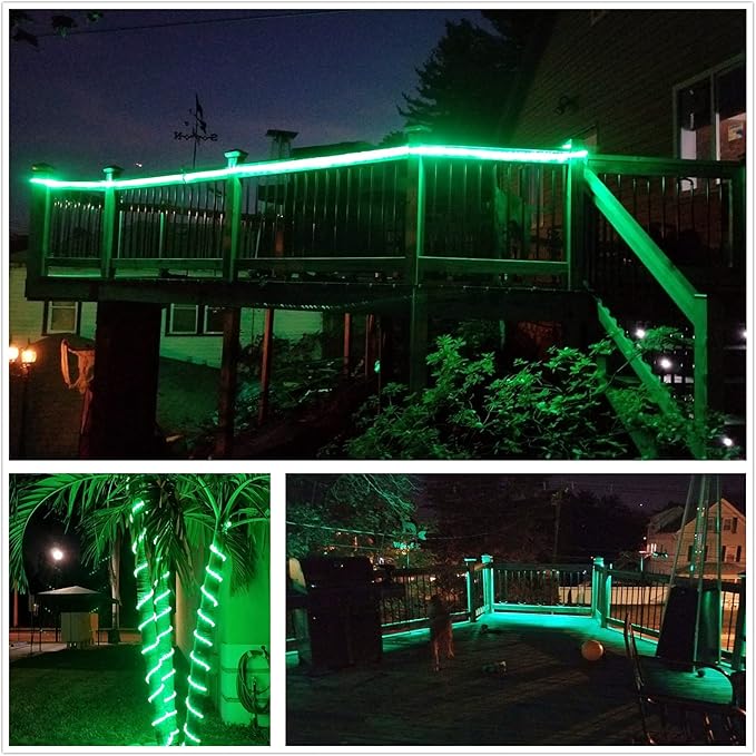 100Ft Blue LED Rope Lights, Outdoor String Lights Waterproof Decorative Lighting for Indoor/Outdoor, Camper Lights for Outside, Deck, Patio, Eaves, Backyards Garden, Christmas Decorations