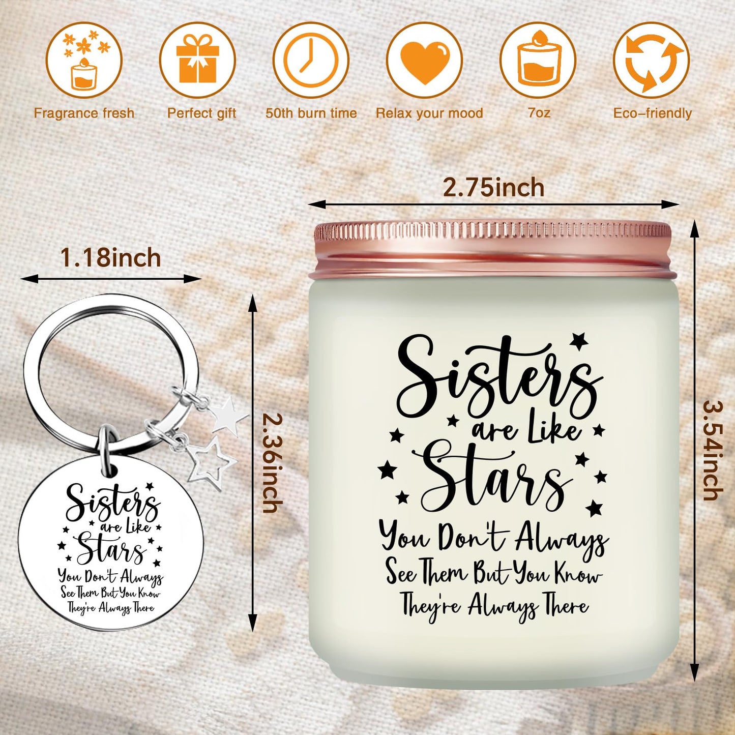 Volufia Sisters Gifts from Sister - Christmas Mother's Day Birthday Gifts for Big Sister - Sisters Candle