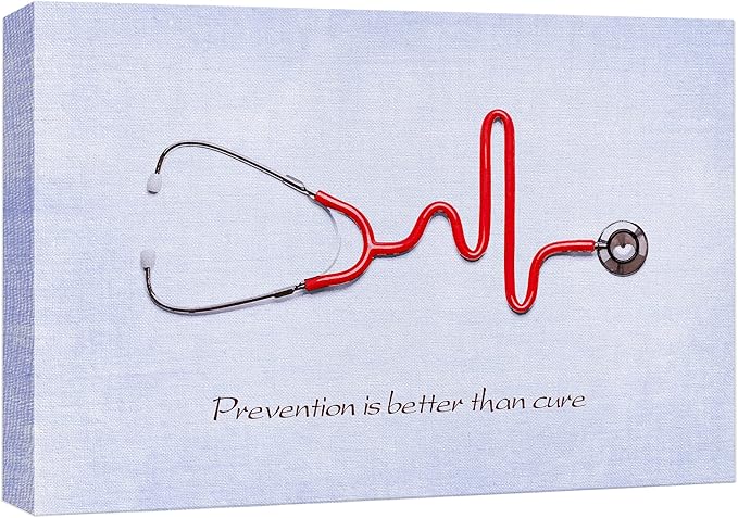 wall26 Canvas Print Wall Art Stethoscope with Prevention & Cure Inspirational Quote Medicine People Digital Art Modern Art Contemporary Scenic Colorful for Living Room, Bedroom, Office - 12"x18"