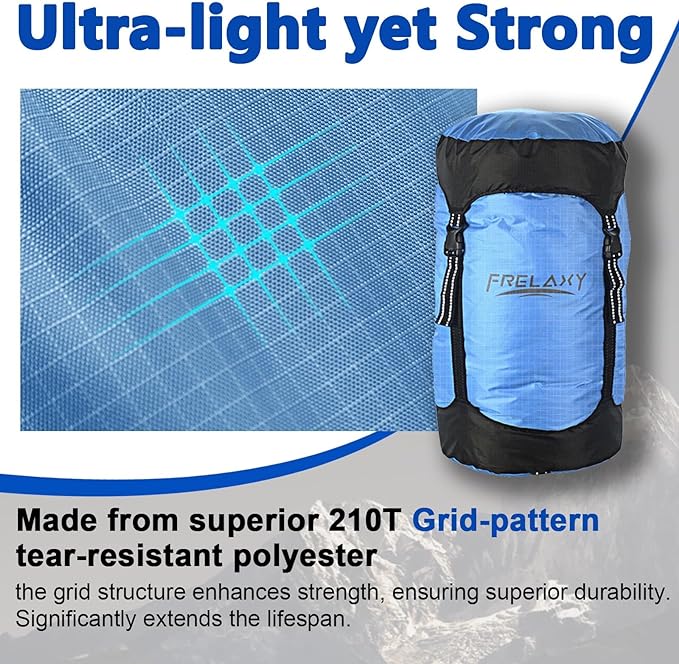 Frelaxy Compression Sack, 40% More Storage! 11L/18L/30L/45L/52L Compression Stuff Sack, Water-Resistant & Ultralight Sleeping Bag Stuff Sack - Space Saving Gear for Camping, Hiking