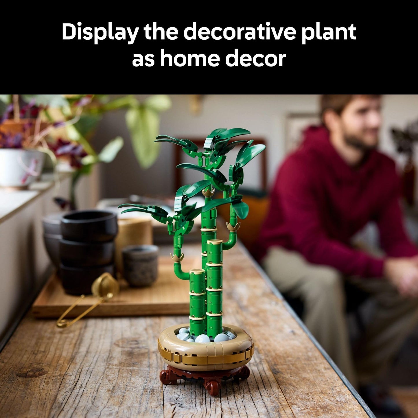 LEGO Botanicals Lucky Bamboo Building Set - Artificial Plant for Indoor Home Décor, Adults Ages 18+ - Fake Plant Decoration for Table, Desk, Office - Gift for Birthdays - 10344