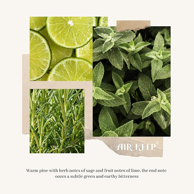 Airkeep Reed Diffuser Set, 3.38 fl oz (100 ml) - Sage Lemon Oil Diffusers with 8 Reed Sticks, Home Fragrance Reed Diffuser for Bathroom Shelf Decor