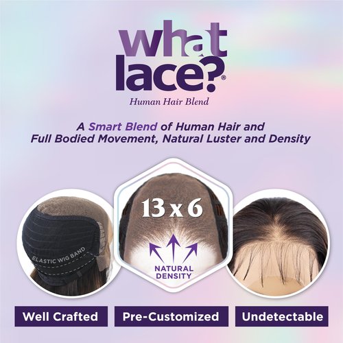 Sensationnel What Lace 13X6 Wigs - Mariella 26 Inch Human Hair Blend Lacefrontal Glueless Synthetic With Natural Density Preplucked Hairline (1B OFFBLACK)