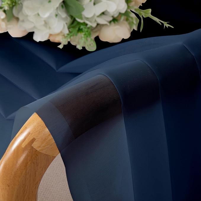 Aiyufeng Pure Sheer Window Curtains Inch 72 Length 2 PCS, Rod Pocket Voile Drapes for Bedroom Living Room, Semi Sheer Curtain Panels Window Treatments for Yard/Patio/Villa/Parlor, 40"x 72", Navy Blue