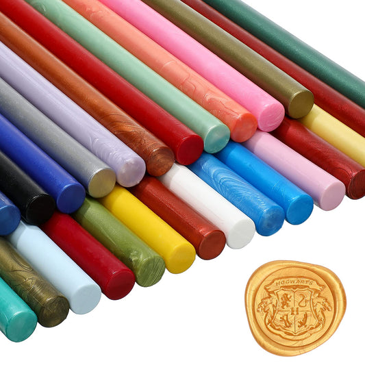Nuanchu 26 Pieces Glue Gun Sealing Wax Sticks for Wax Seal Stamp and Letter Retro Vintage Seal Glue Gun Sealing for Wedding Invitations Cards Envelopes Wine Gift Wrapping(Assorted Colors)
