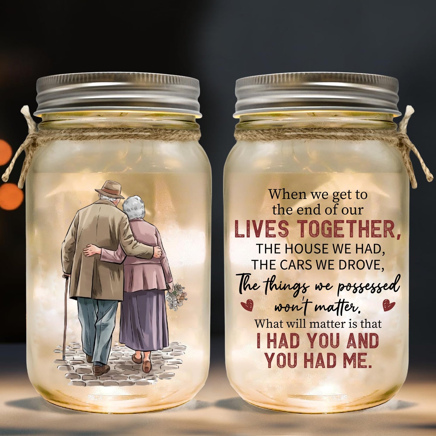 You and Me We Got This Gifts for Older Couples, 40th 50th Wedding Gifts for Couples 2025, Love Romantic Gifts for Her Him Wife Husband, Wife Gifts from Husband Mason Jar Valentines Night Light 14oz