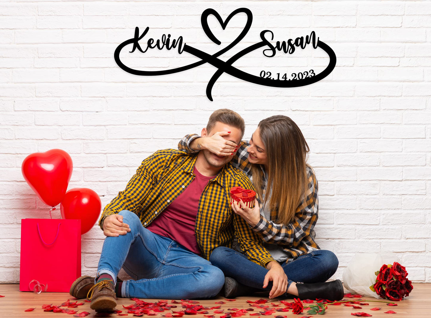 Wedding Gifts for Couples 2025,Infinity Signs with Couple Name, Personalized Valentine'S Day Engagement Gifts, Gifts for Newlyweds, Anniversary Wedding Gift for Couple,Metal Name Signs Personalized(A)