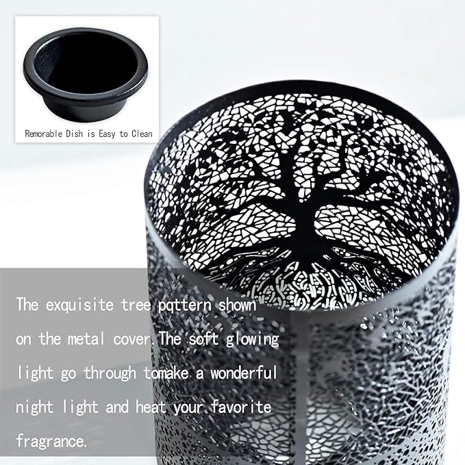 ASAWASA Metal Plug-in Wax Warmer with 1 pics Silicone Liner, Electric Wax Burner Melter Fragrance Warmer Night lamp,for Home Bedroom Kitchen Garage Gifts Décor Aromatherapy Spa (Banyan)