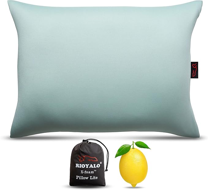 X-Foam Inflatable Camping Pillow Lite with Removable Foaming Cover | Comfortable, Washable Ultralight Portable with Neck Lumbar Support | Backpacking, Hiking, Travel, Air | Small