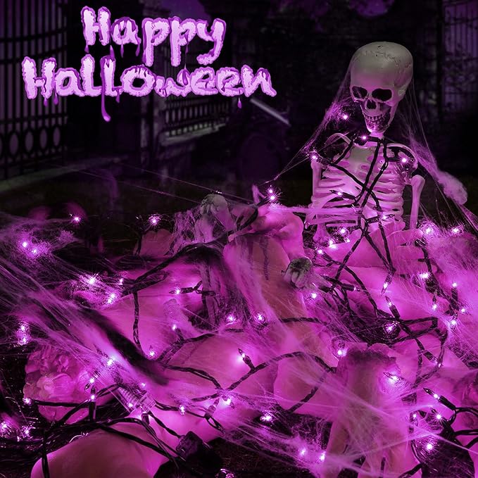 Toodour Purple Halloween Lights, 25ft 100 Count Incandescent Halloween String Lights, UL Certified Connectable Mini Bulbs String Lights for Home, Garden, Porch, Yard, Patio, Party, Indoor Decoration