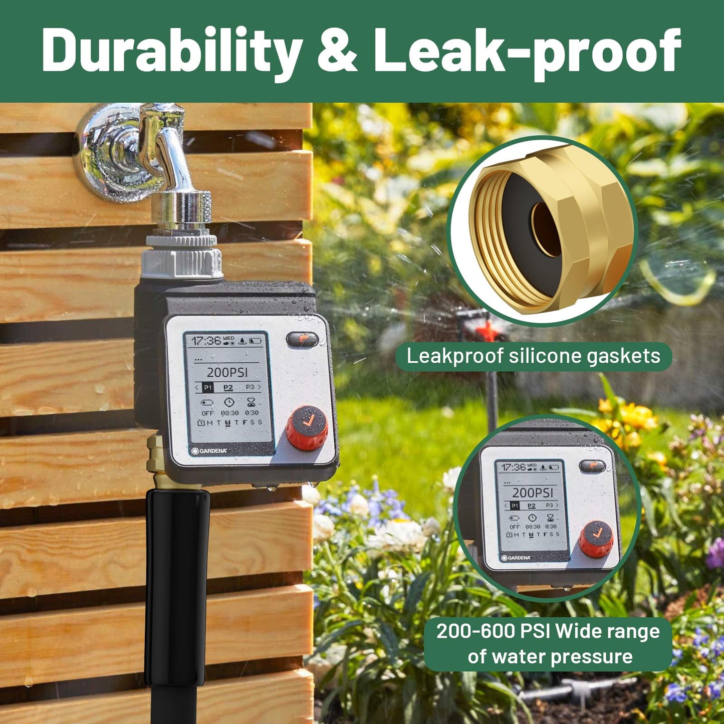 Beitopamz 200 ft Garden Hose, 5/8 in Heavy Duty Water Hose, Flexible and Durable, Lightweight Rubber Hybrid Hose, Leak-Free Connections, Male to Female 3/4'' Brass Fittings for Patio, Lawn, Black