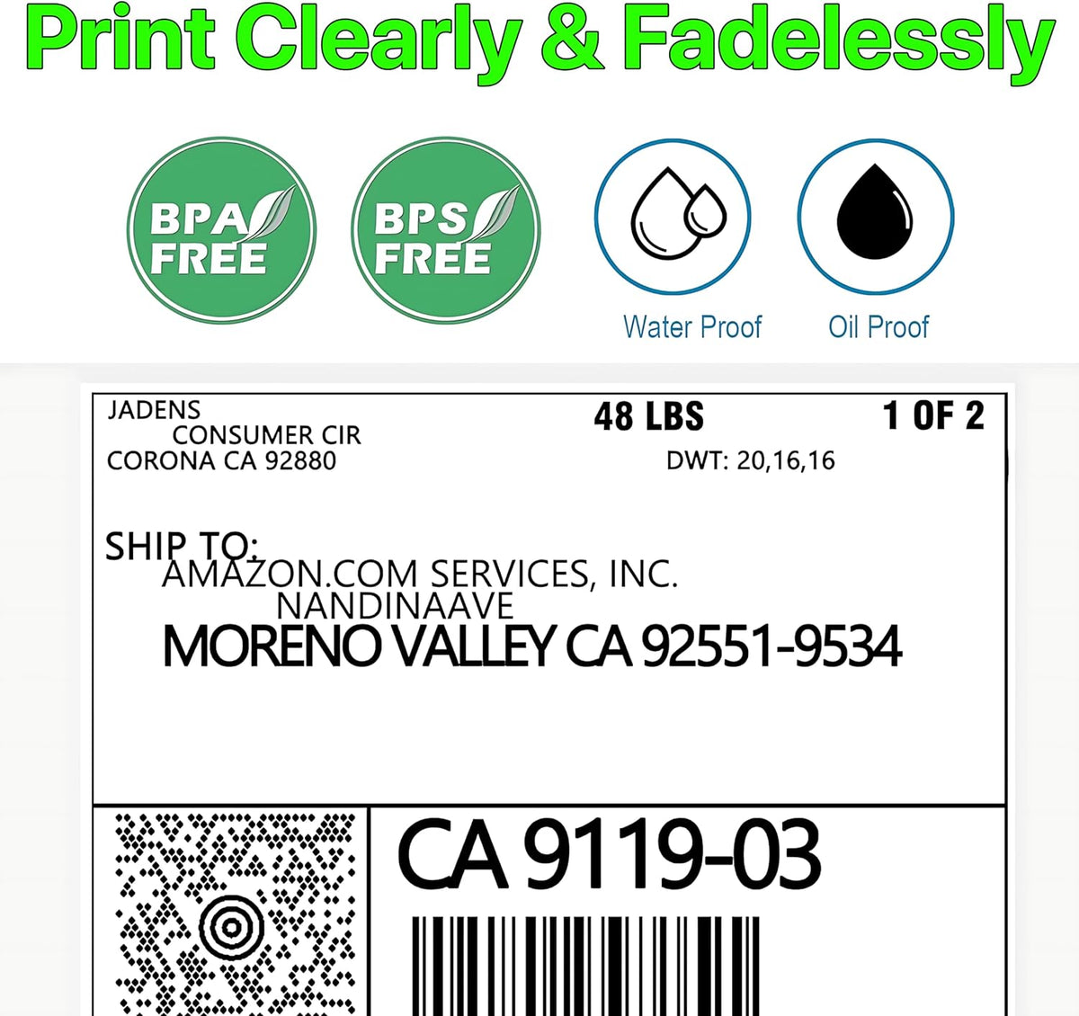 Fanfold [4 x 6 inch] x [6000 Labels] Thermal Stack Direct White Strong Adhesive Perforated Postage Shipping Printer Compatible with Zebra SNBC Epson Rollo (6000 Labels, Fanfold)