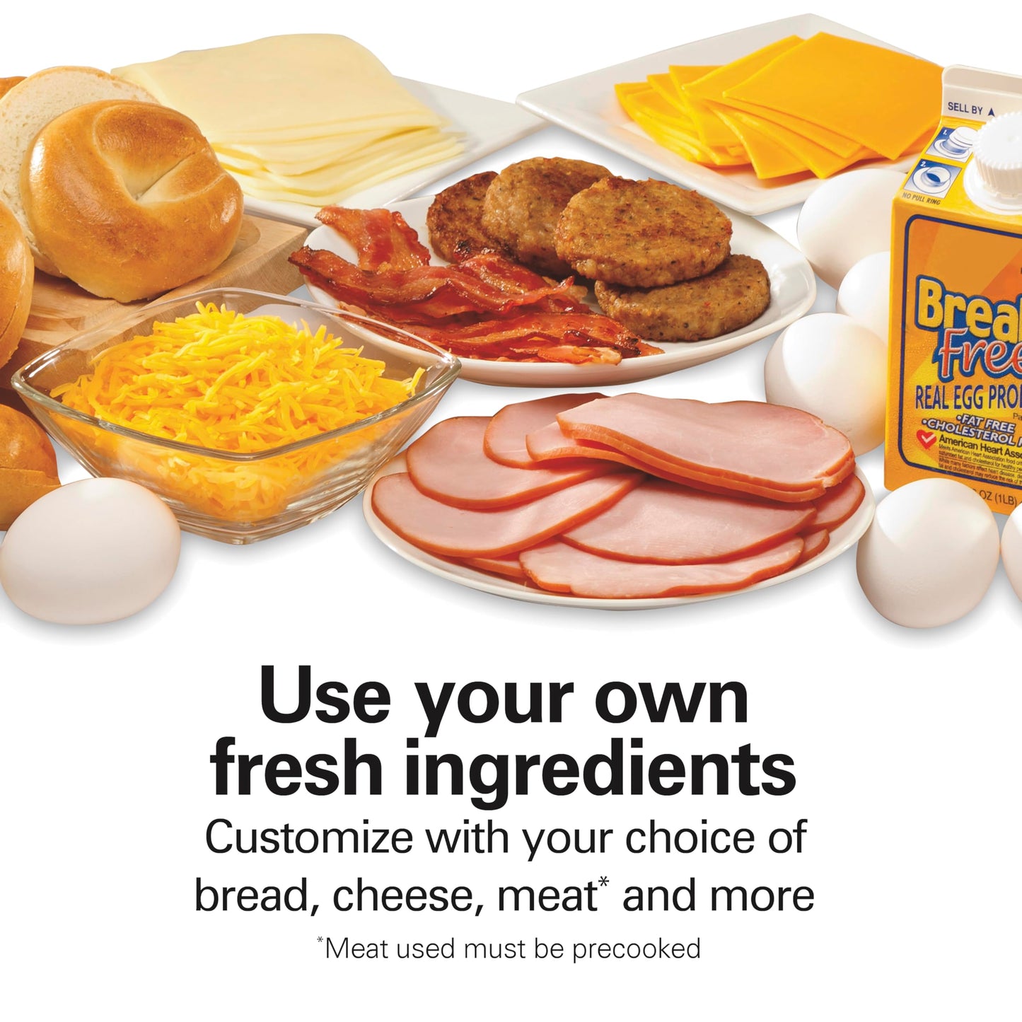 Hamilton Beach Dual Breakfast Sandwich Maker with Timer, Ready in 5 Minutes, Removable Dishwasher Safe PFAS-Free Non-Stick Egg Cooker Ring, Silver (25490MNA)