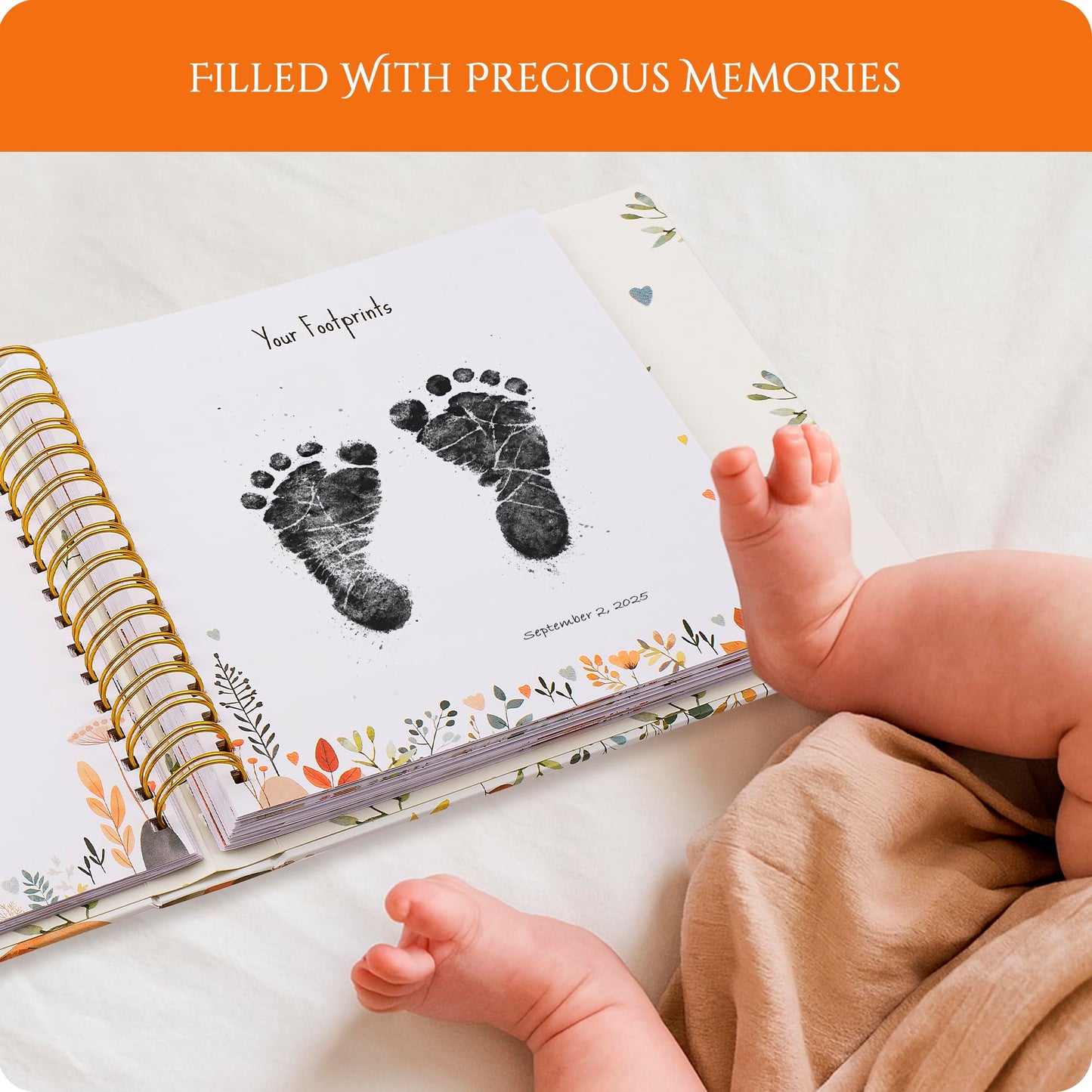 Baby Memory Book Keepsake – 146 Page Baby Journal from Pregnancy to Age 5 | Baby Scrapbook, Gift for Baby Shower, Gender Neutral Baby Book for Boys & Girls