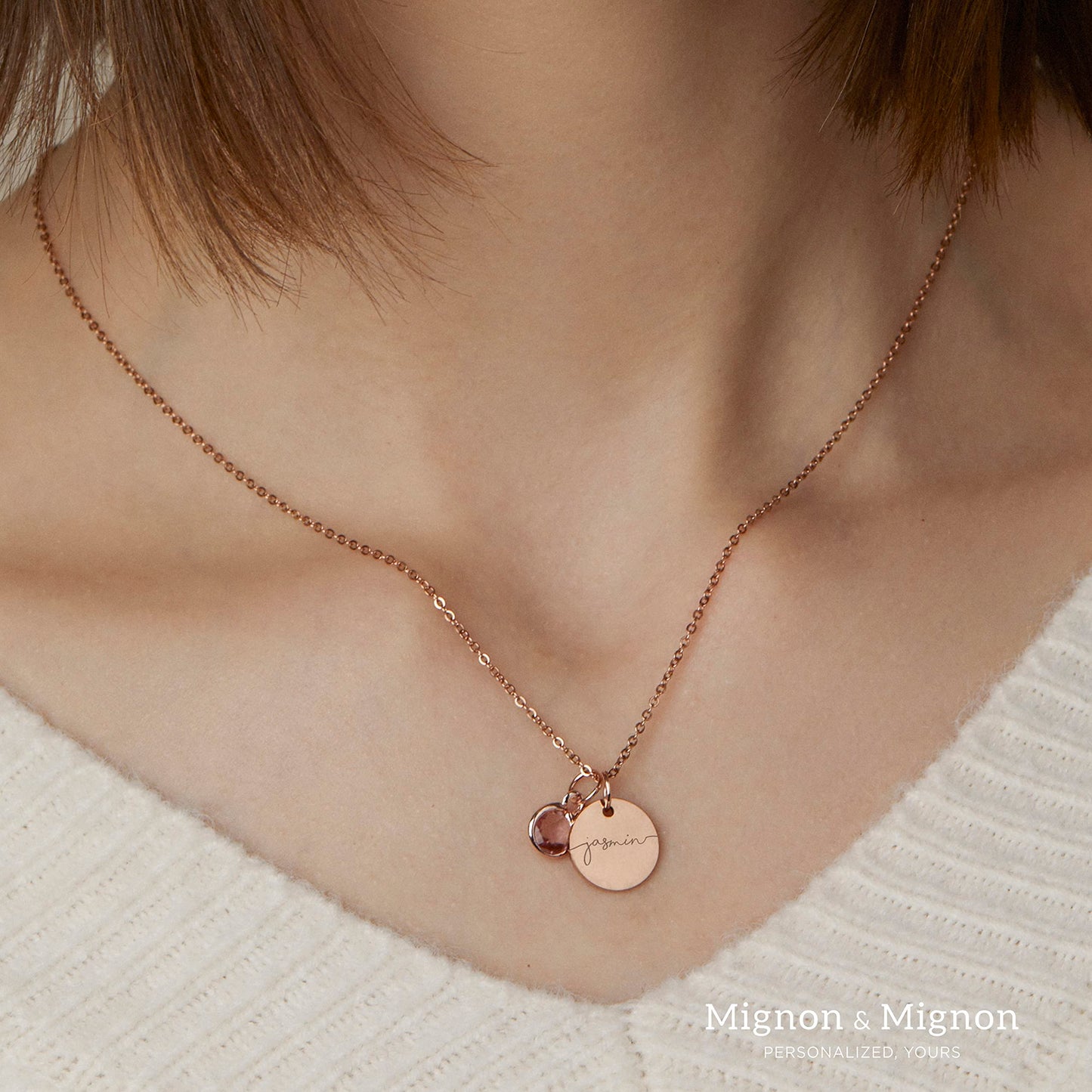 Birthstone Name Necklace Personalized Jewelry for Women Neckace Gifts for Mom Gold Plated Pendant Charm, Custom Jewelry Grandma Gift Birthday Personalized Gifts for New Moms -CN-BS-SH