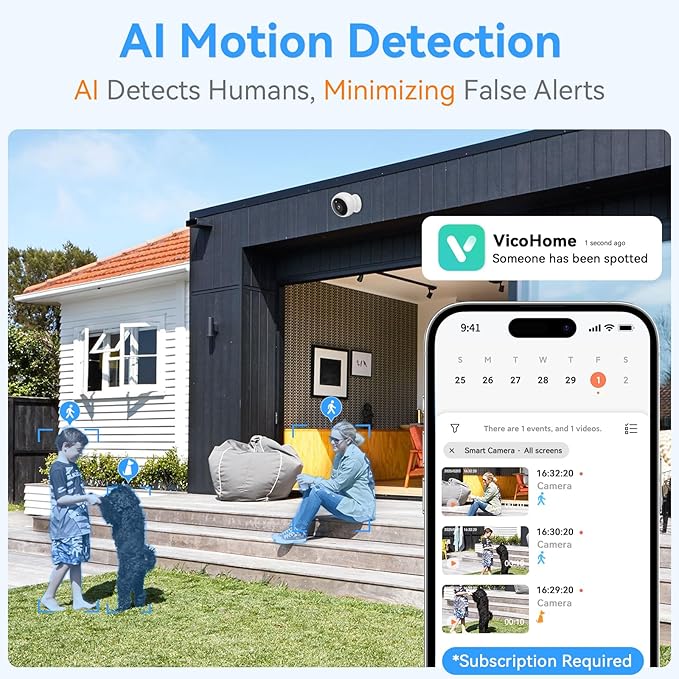 Magnetic Security Camera Wireless - 2Pack AI Motion Detection, 2K HD Video, Battery Powered, Ease of Setup, 2-Way Audio,IR Color Night Vision, Waterproof, Outdoor & Indoor Surveillance