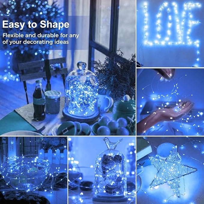 kolpop 6 Pack LED Fairy Lights Battery Operated, Mini Twinkle String Lights Battery Powered Waterproof for Christmas Mason Jars Party,Blue