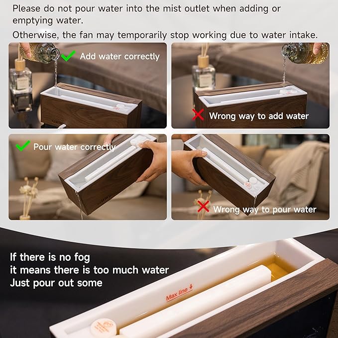 Fireplace Flame Air Diffuser Humidifier,7 Colors Aromatherapy Essential Oil Diffuser,Ultrasonic with Timer for Home,Bedroom,Office,Yoga (Dark Wood Grain)