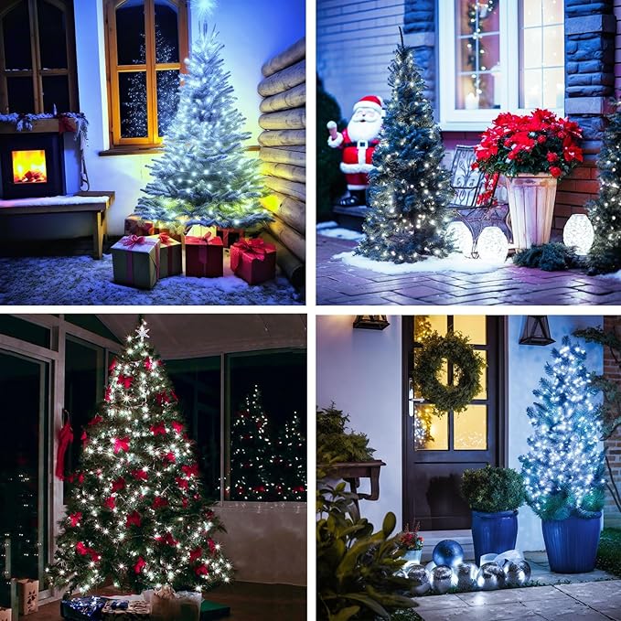 RUICHEN Plug in Fairy Lights with Switch, Waterproof 66 Ft 200 LED Silver Wire Starry String Firefly Lights for Bedroom, Patio, Garden, Balcony, Dorm, Cool White
