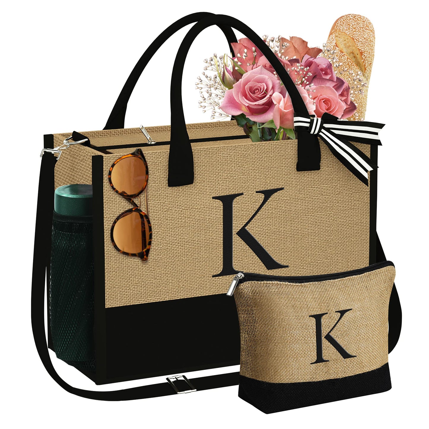 YOOLIFE Gifts for Women - Birthday Gifts for Women, Personalized Gift for Mom Sister Teacher, K Initial Tote Bag, Gift for Her, Friend Teacher Wife Mom Birthday