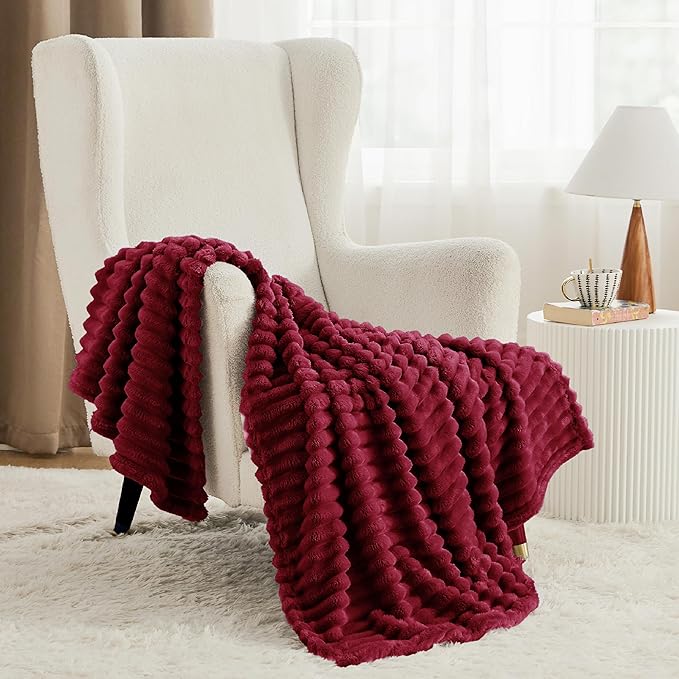 Bedsure GentleSoft Deep Red Fleece Blanket for Couch - Cozy Soft Blankets for Women, Cute Small Throws for Girls, 50x70 Inches