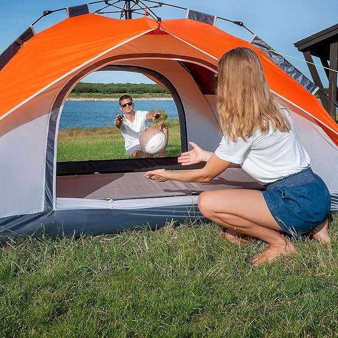 MOON LENCE Pop Up Tent Family Camping Tent for 4 Person, Portable Instant/Automatic Tent Waterproof Windproof for Camping Hiking Mountaineering