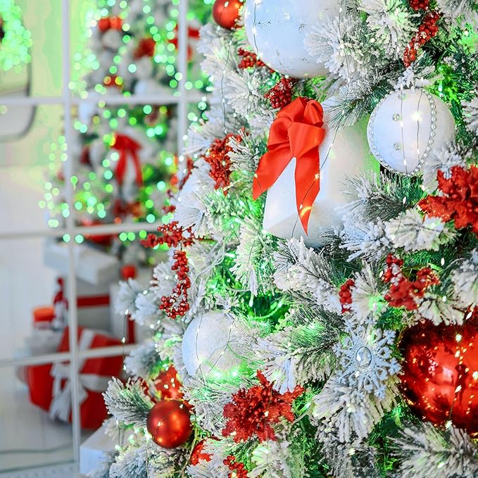 2 Pack Solar Fairy Lights Outdoor, 33 Feet 100 LEDs 8 Modes String Lights for Outside, Waterproof Solar Outdoor Light for Patio Yard Christmas Tree Halloween Wedding Party Decorations, Green
