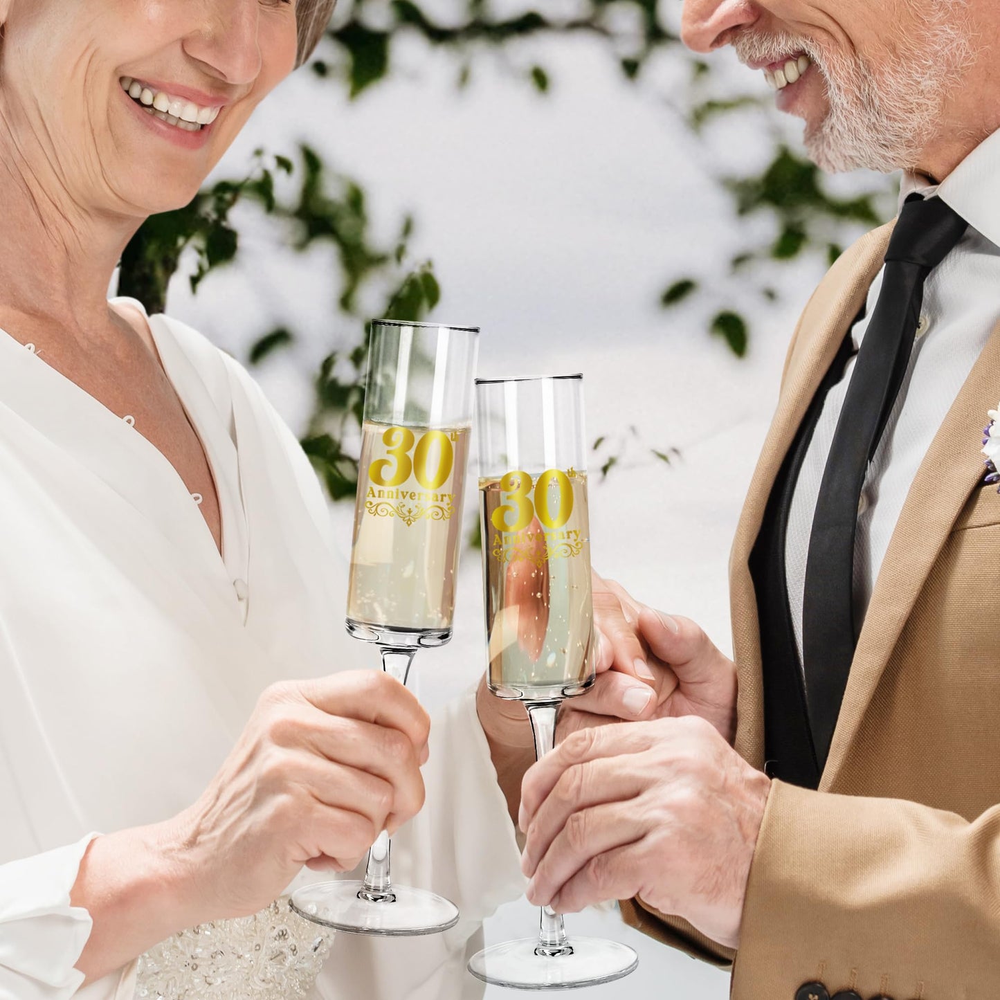 JNDJE 30th Wedding Anniversary for Couple, 30th Anniversary Champange Glasses for Parents, 30th Wedding Anniversary Champange Flute Gift for Grandparents, 30 Years of Anniversary Present