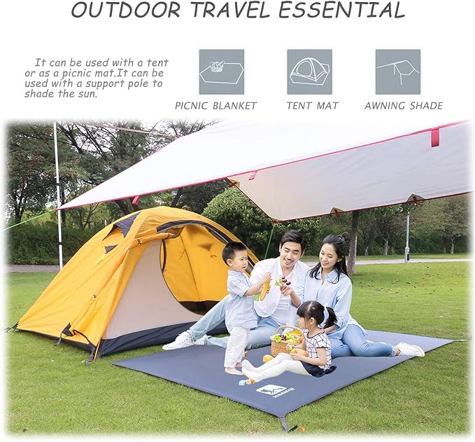 HIKEMAN Waterproof Camping Tarp Portable Tent Footprint with Drawstring Bag Ground Cloth for Outdoor Hiking Picnic (L-83”x71”)