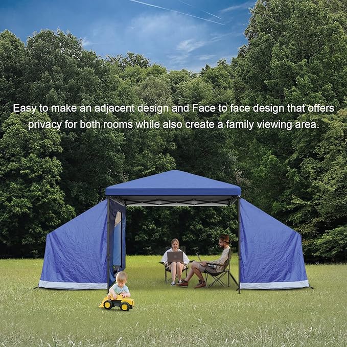 KAMPKEEPER Side Tent,Camping Tent for 10' x 10' Pop Up Canopy, Easy Set Up Gazebo,Compatible with 10' Wide Canopy Tents（Blue）