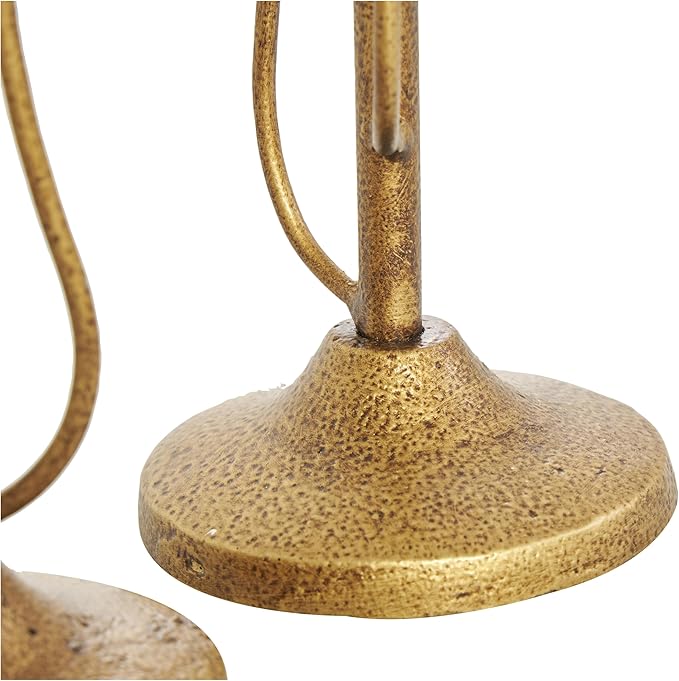Deco 79 Metal Abstract Decorative Candle Holder Mushroom Inspired Candle Stand, Set of 2 Candlestick Holder 11", 14" H, Gold