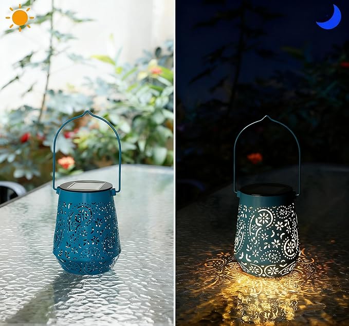 Solar Powered Flower Lights, Decorative Metal Courtyard Lights, 4 Colors, Terrace and Deck LED Pendant Lights (This is the Price for one, Indicate the Required Color, Randomly Send if not indicated)