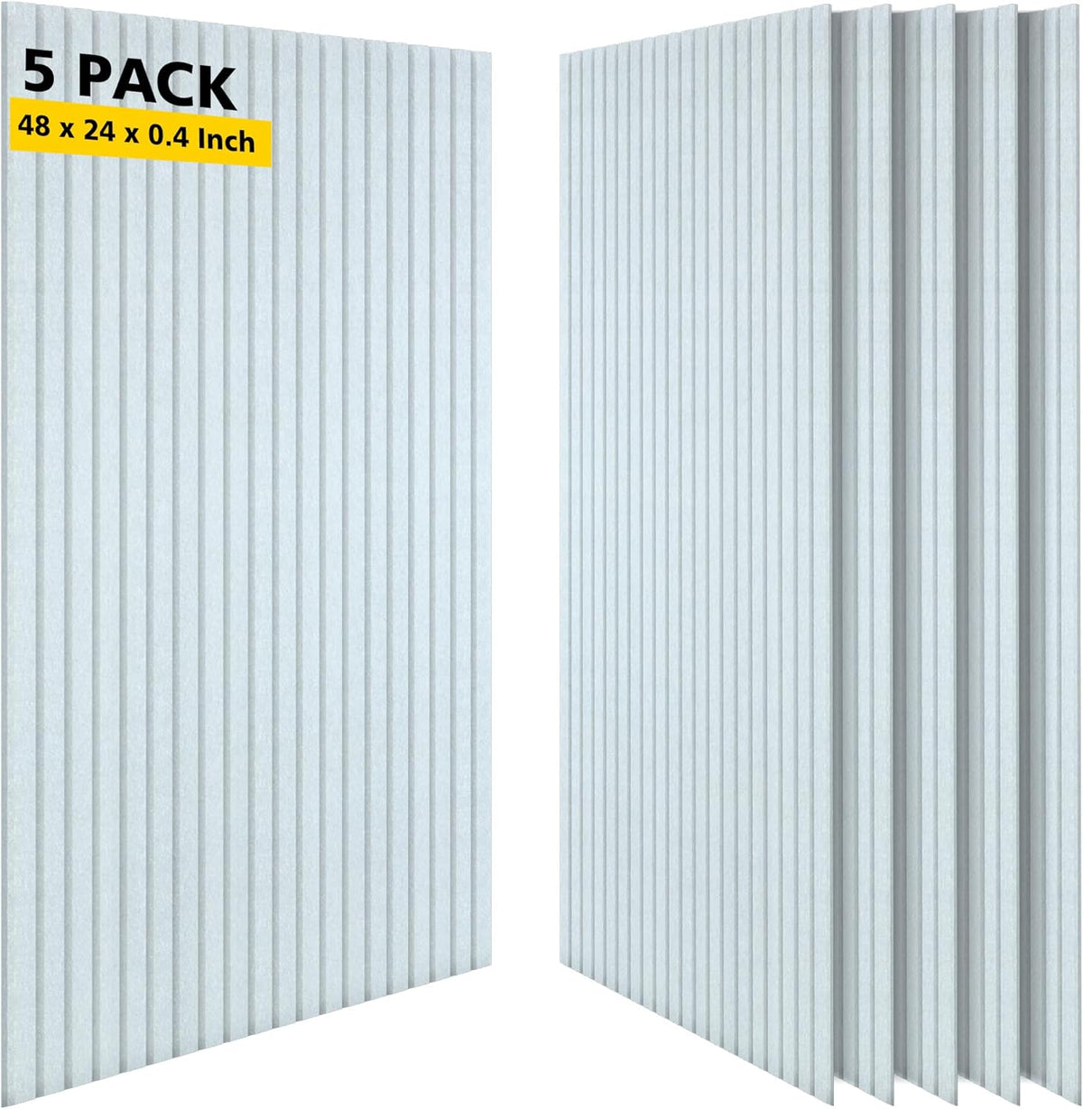 Acoustic Panels,5 Pack Sound Panels Noise Reducing for Walls,48"x24"x0.4" Soundproof Wall Panels,High-Density Acoustic Wall Panels,Decorative Wall Sound Absorbing Panel,White