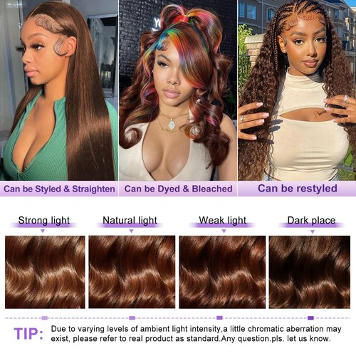 22 Inch Chocolate Brown Lace Front Wig Human Hair 13x6 Body Wave 180 Density HD Pre Plucked with Baby Hair Colored Frontal Wigs for Women