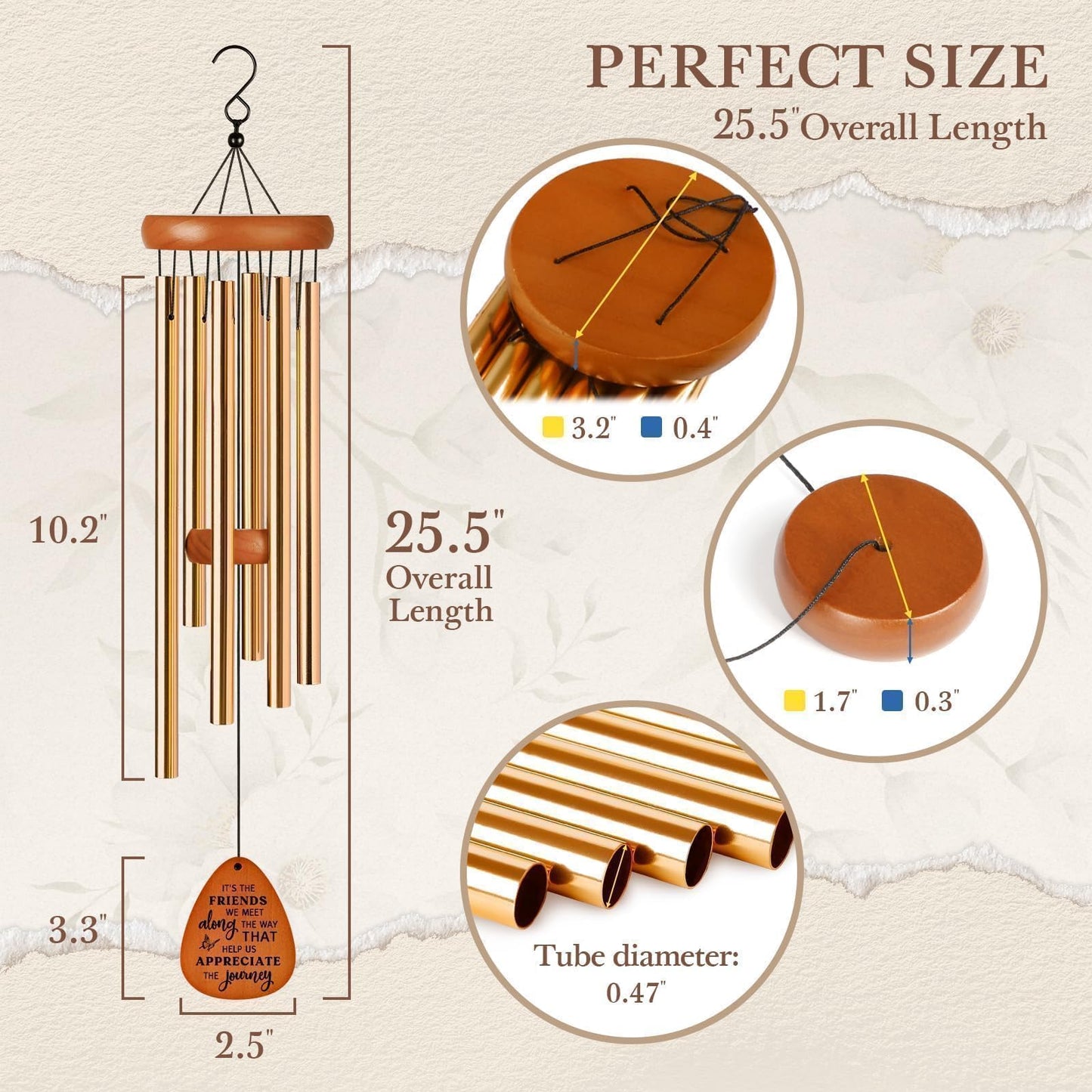 SteadStyle Friendship Gifts for Women, Wind Chime for Best Friends, Friend Gifts for Men - Wonderful Friendship Presents for Special Women BFF Garden Decoration