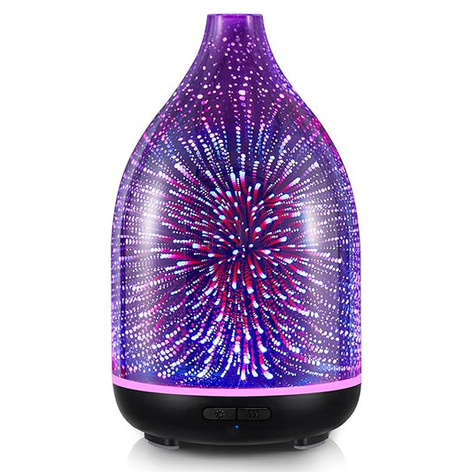 InnoGear Essential Oil Diffuser, 150ml Handmade 3D Glass Aromatherapy Defuser Air Difusor Ultrasonic Cool Mist Humidifier with Timers Waterless Auto Shut-Off