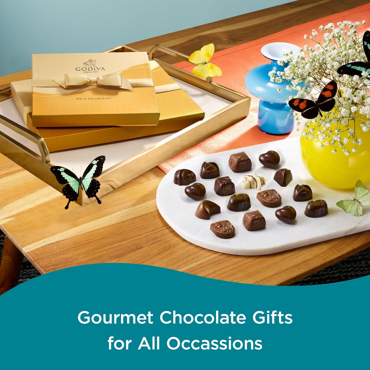 Godiva Chocolatier Gold Ribbon 18-Piece Assorted Chocolate Gift Box – Gourmet Chocolate Candy Variety Pack – Dark Caramel, Milk Chocolate, Nuts– Gift Basket for Birthday, Anniversary, Congratulations
