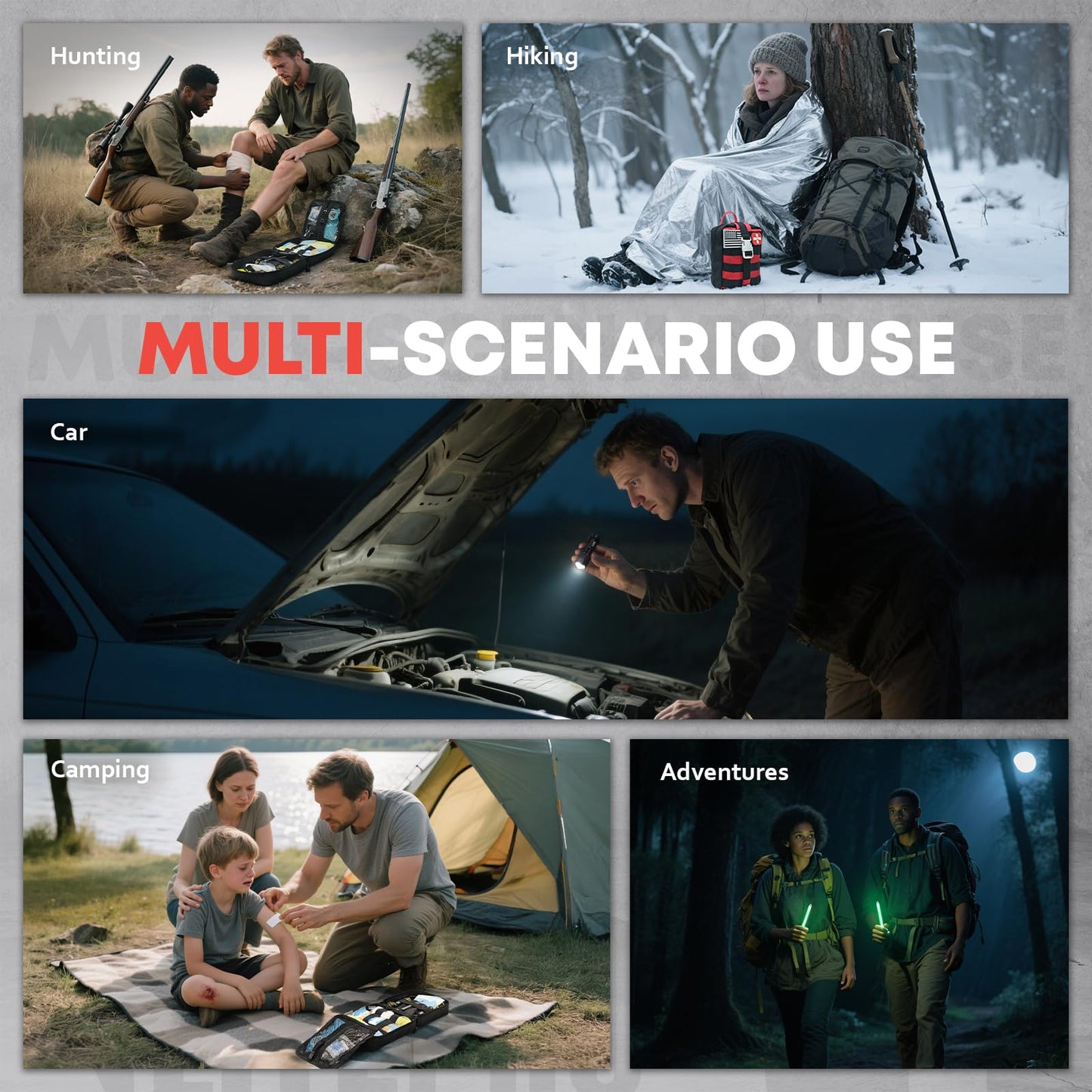 242Pcs Survival First Aid Kit Molle System IFAK Medical Kit for Camping Hiking Hunting Car&Home Emergency, Earthquake Preparedness Lightweight Tactical Kit for Outdoor Enthusiasts (Red)