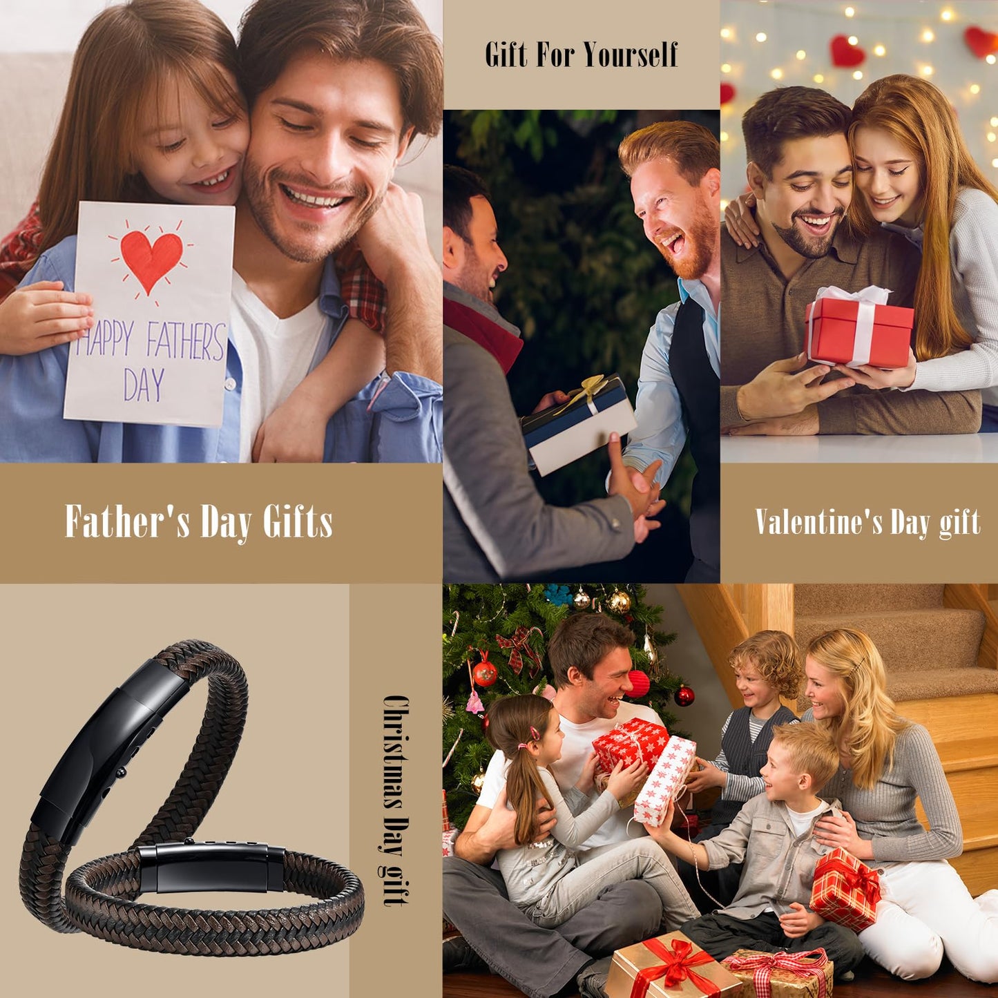 VNOX Christian Gifts For Men- Personalized Religious Gift For Men Pre-Engraved Inspirational Christian Faith Bible Verse Quote Mens Leather Bracelet,Joshua 1.9,Personalized Christmas Gifts For Men,