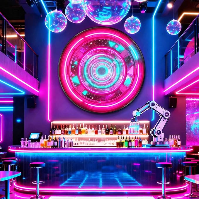 DAJIAYIQI LED Light Decor Wall Art, 3D Wall Sculpture Decoration with Aluminum Frame, Full-screen LED Illuminated Panel, Technological Glowing Wall Art for Bars Hotels E-sports Room(D,100cm)