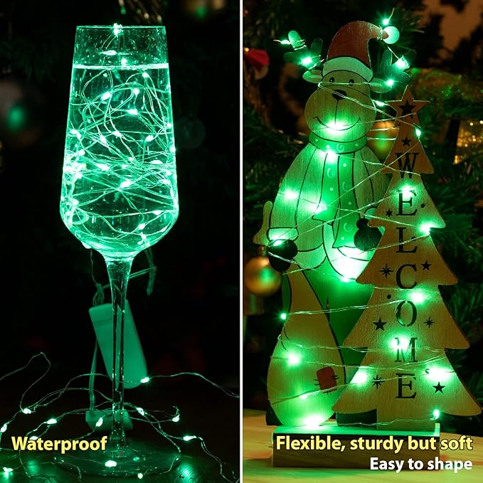 HXWEIYE 12 Pack Fairy Lights Battery Operated, 7ft 20LED Mini Twinkle String Light for Mason Jar DIY Wedding Table Centerpieces Party Bedroom Christmas (Green)