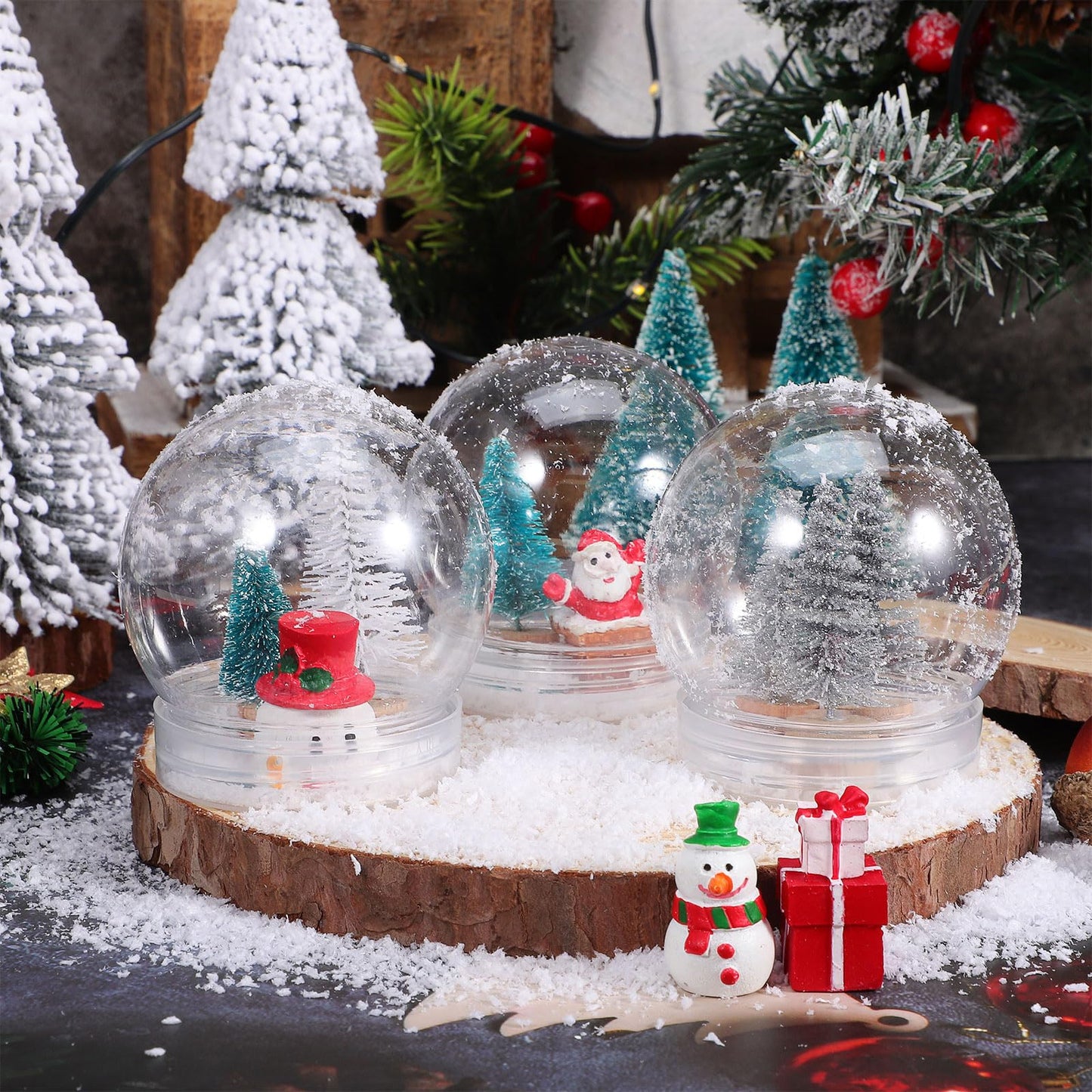 BESTOYARD 15 Pack Snow Globe Clear Water Globes, Empty Snow Globe Making Props for DIY Crafts, Christmas Decorations, Fillable with Paint, Fabric, Glitter, Candy, Photos, Mini Trees