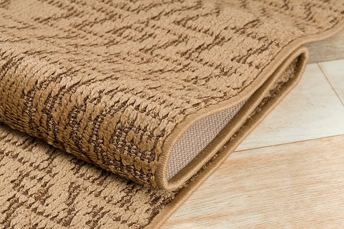 Custom Length Cut to Size Tribal Ethnic Southwestern Inspired Hallway Runner Rug, Non Slip Rubber Backed, 31 inch Wide X Customized Length, Inca Tan, 31 inch X 9 feet