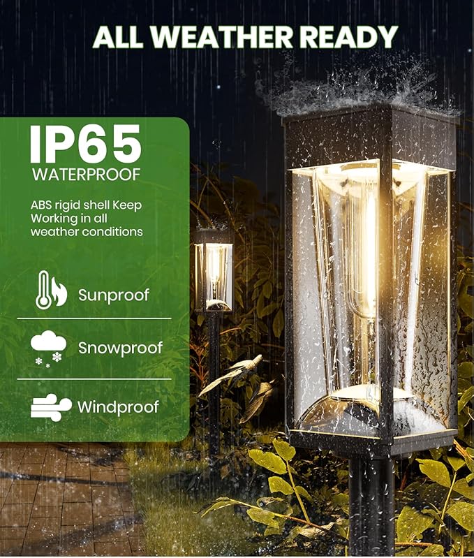 Solar Lights Outdoor Pathway, 4 Pack 2-in-1 Warm&Cool, Bright Solar Path Lights Waterproof IP65, Solar Outside Light Auto On/Off, Long Lasting Light for Yard, Patio, Garden, Landscape Decor