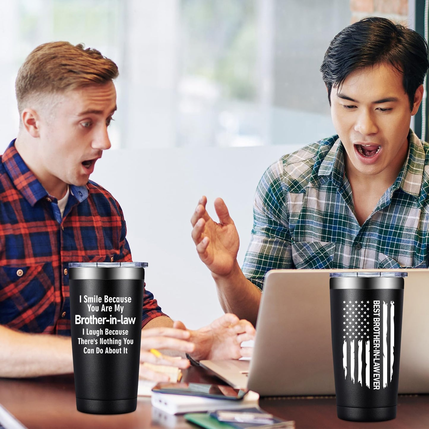 Grifarny Brother in Law Gifts - Brothers in Laws Christmas Gifts - Fathers Day, Birthday Gift for Brother in Law - I Smile Because You're My Brotherinlaw Tumbler Cup 20oz