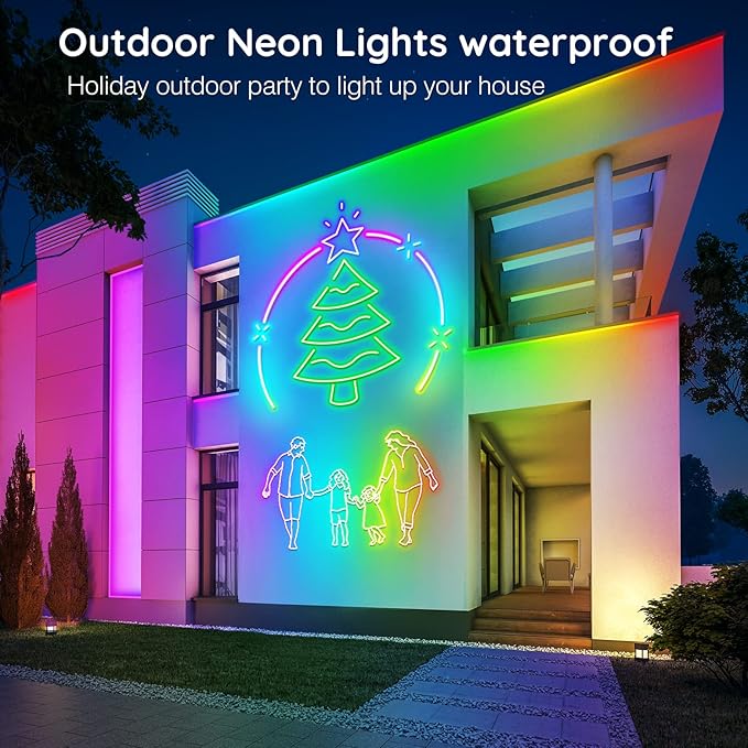 AILBTON 200Ft Neon Rope Lights,Flexible Led Rope Lights Control with App/Remote,Multiple Modes Rope Lights,IP65 Outdoor RGB Led Neon Light,Music Sync Gaming Led Neons Light Strip for Bedroom Decor