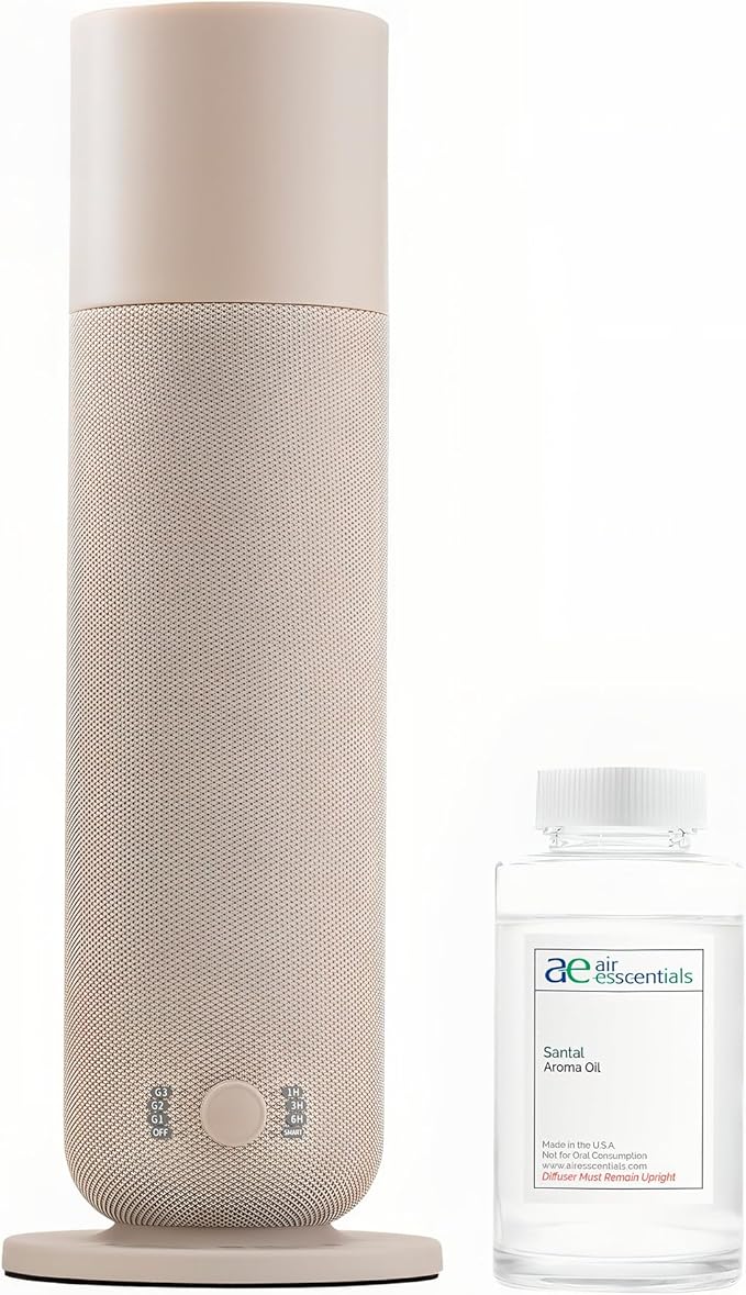 AE800 Tower Bluetooth Smart Diffuser with Santal Oil, A Warm Sandalwood & Cardamom Blend, Waterless Scent Machine for Home or Office, Large Room Coverage Up to 800 Sq. Ft.
