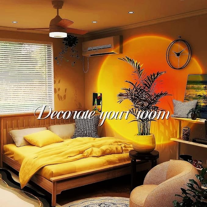 QUIGO Sunset Projector Lamp, 16 Colors Changing with Remote & App Control, Night Light for Bedroom, TikTok Room Decor Aesthetic, Sunrise/Sunset Light
