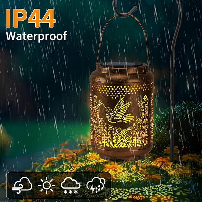 Solar Outdoor Waterproof Hummingbird Garden Decorative Lights, Outdoor Hanging Solar Lanterns, Gifts for Ladies Mom Grandma, for Patio, Deck, Backyard, Porch
